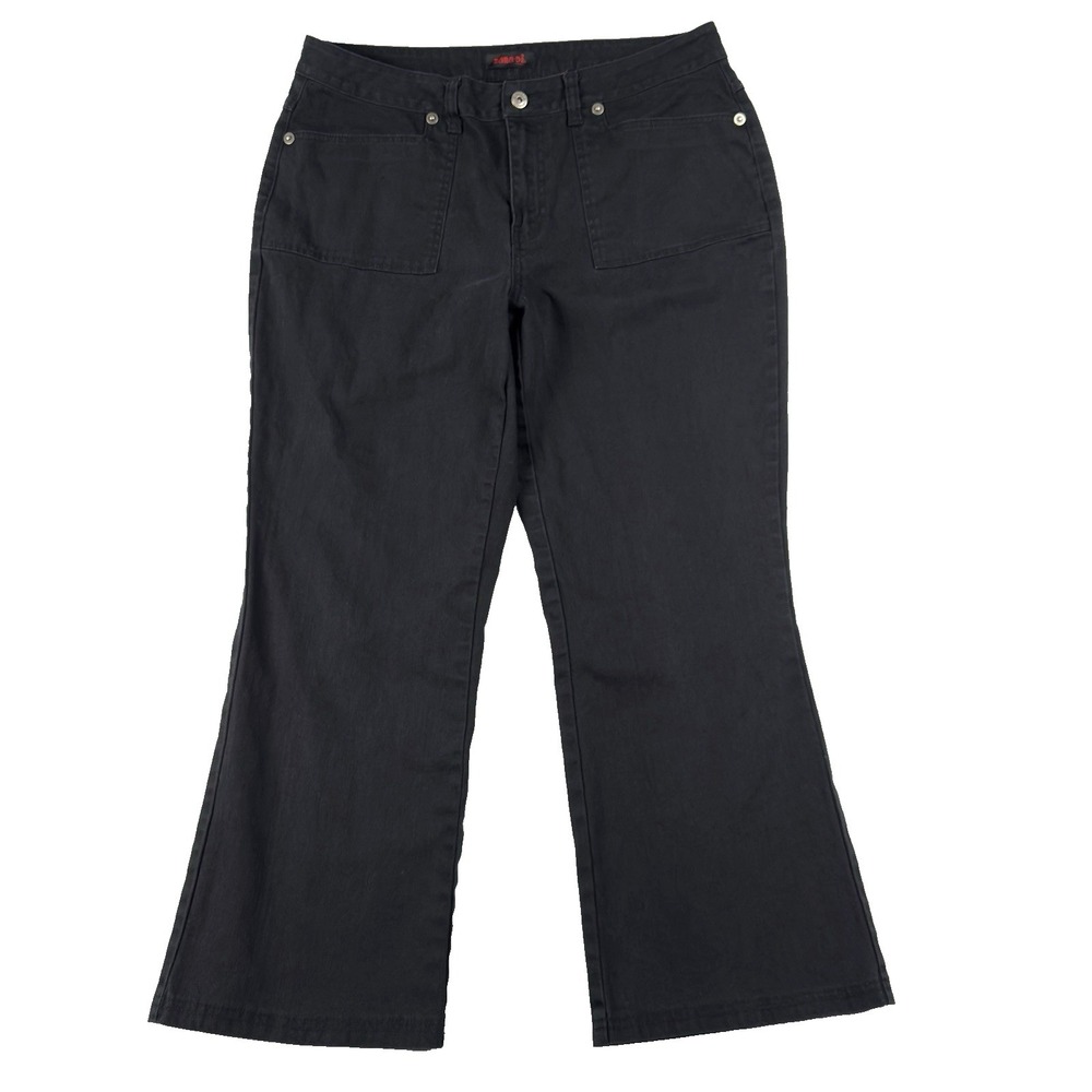 Zana di Womens Bootcut Jeans Size 16 Short (36x28) Black Mid-Rise Flap Pockets